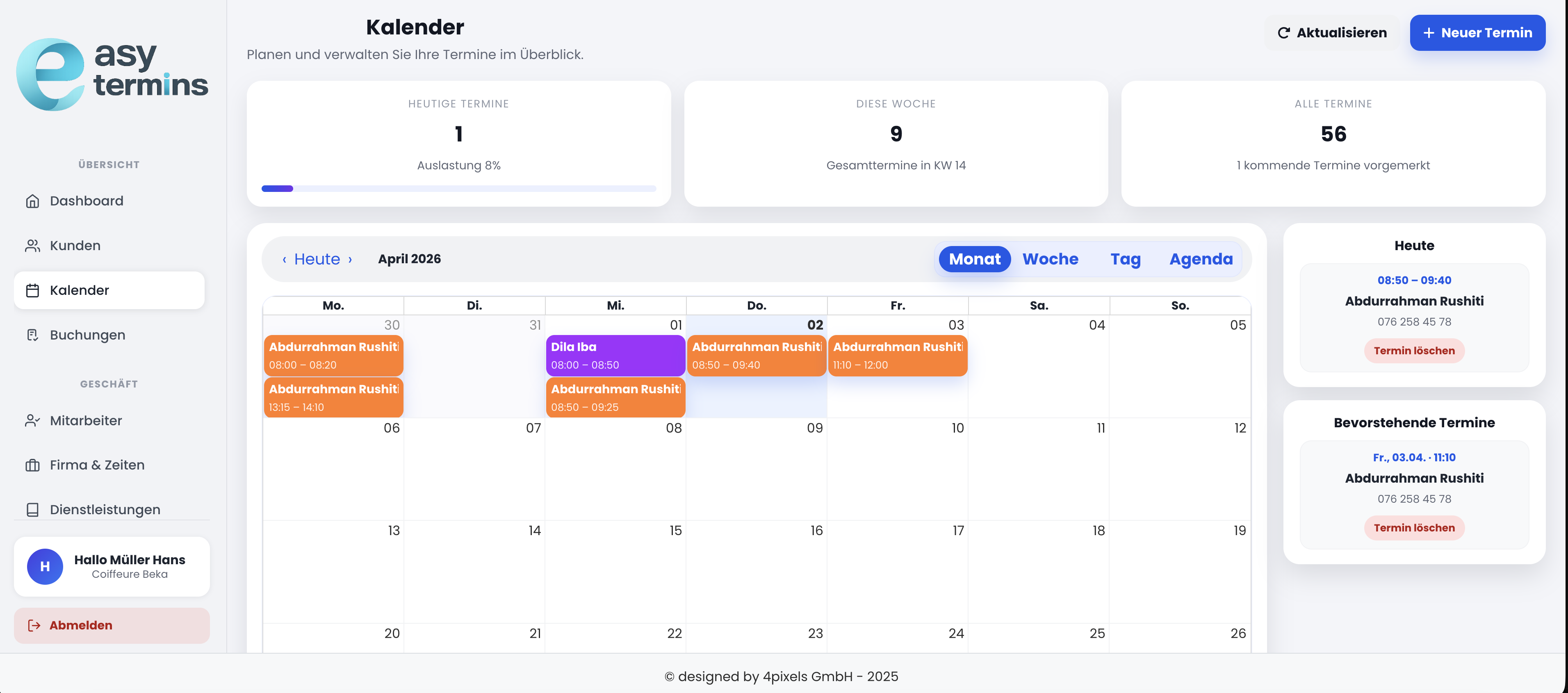 Easytermins Dashboard